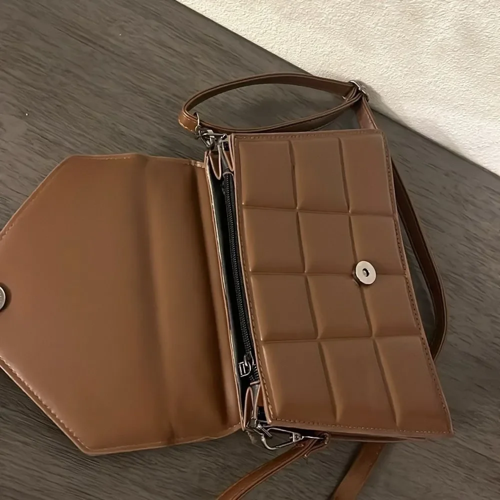 Fashion Rhombus brown quilted‎ crossbody shoulder bag